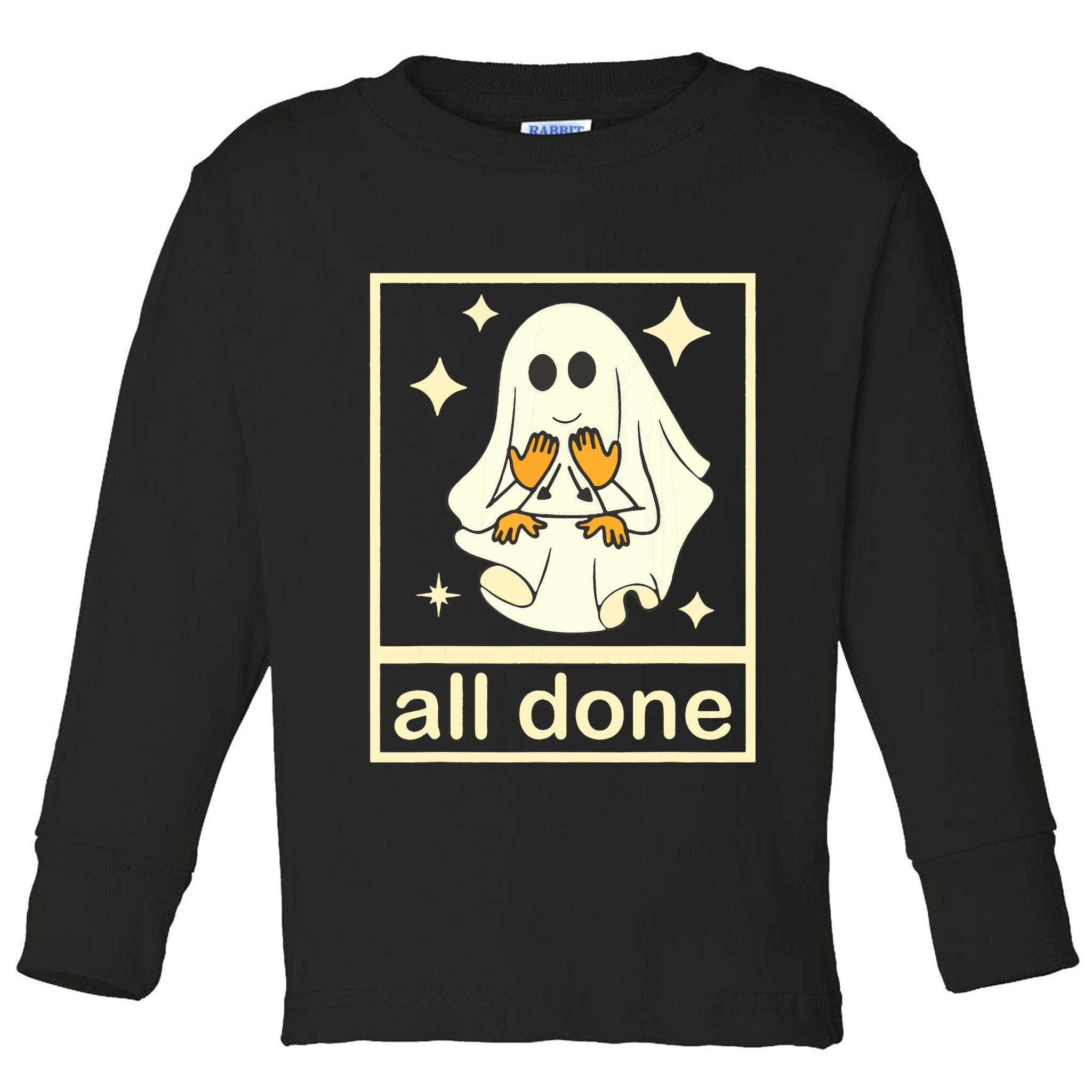 All Done Sign Language Speech Pathology Ghost Fall Halloween Toddler Long Sleeve Shirt
