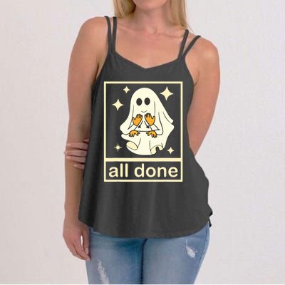 All Done Sign Language Speech Pathology Ghost Fall Halloween Women's Strappy Tank