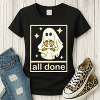All Done Sign Language Speech Pathology Ghost Fall Halloween Womens T-Shirt