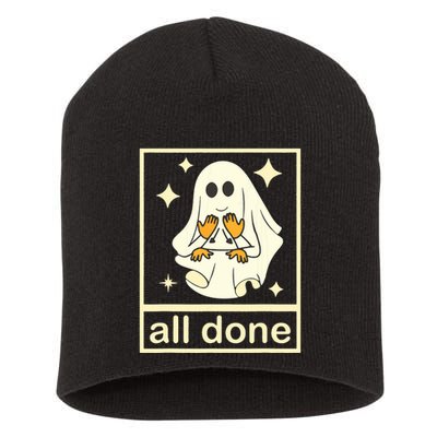 All Done Sign Language Speech Pathology Ghost Fall Halloween Short Acrylic Beanie