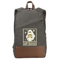 All Done Sign Language Speech Pathology Ghost Fall Halloween Cotton Canvas Backpack