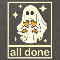 All Done Sign Language Speech Pathology Ghost Fall Halloween Cotton Canvas Backpack