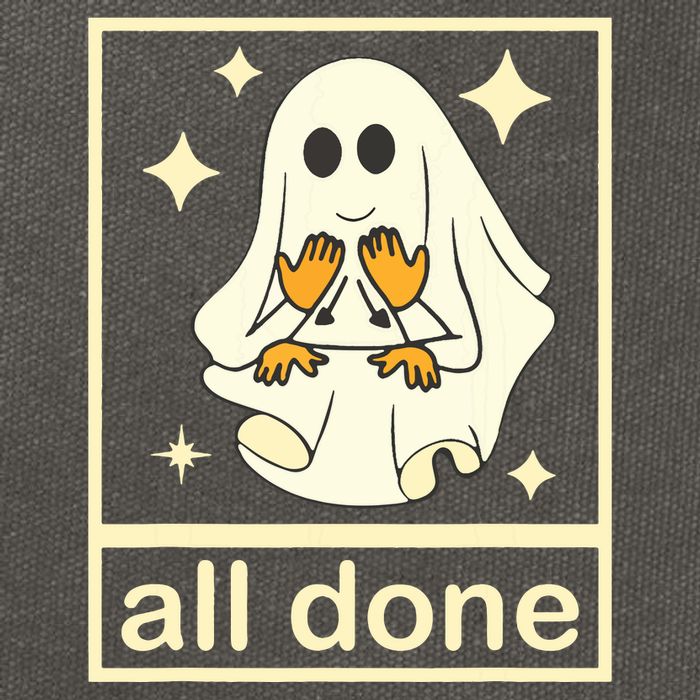 All Done Sign Language Speech Pathology Ghost Fall Halloween Cotton Canvas Backpack