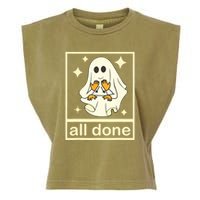 All Done Sign Language Speech Pathology Ghost Fall Halloween Garment-Dyed Women's Muscle Tee