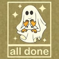 All Done Sign Language Speech Pathology Ghost Fall Halloween Garment-Dyed Women's Muscle Tee