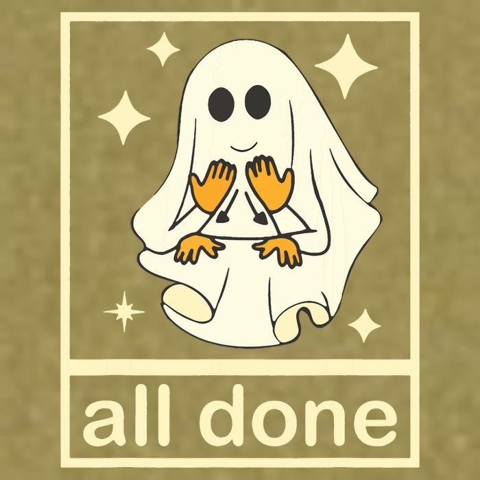 All Done Sign Language Speech Pathology Ghost Fall Halloween Garment-Dyed Women's Muscle Tee