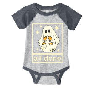 All Done Sign Language Speech Pathology Ghost Fall Halloween Infant Baby Jersey Bodysuit