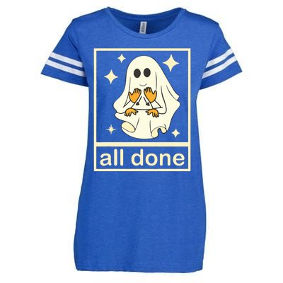 All Done Sign Language Speech Pathology Ghost Fall Halloween Enza Ladies Jersey Football T-Shirt