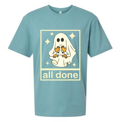 All Done Sign Language Speech Pathology Ghost Fall Halloween Sueded Cloud Jersey T-Shirt