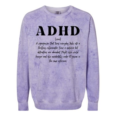 Adhd Definition Supporter Colorblast Crewneck Sweatshirt