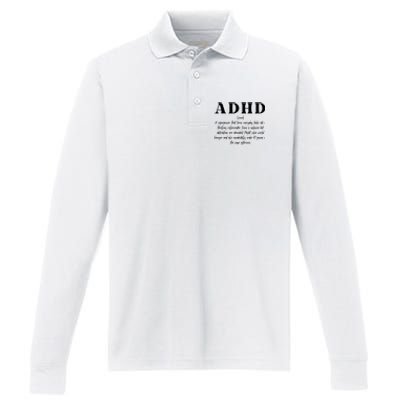 Adhd Definition Supporter Performance Long Sleeve Polo