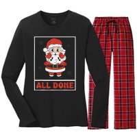 All Done Santa Christmas Sped Sign Language Speech Pathology Women's Long Sleeve Flannel Pajama Set 