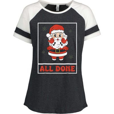 All Done Santa Christmas Sped Sign Language Speech Pathology Enza Ladies Jersey Colorblock Tee