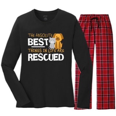 Adopt Don't Shop Animal Lovers Rescue Dog Cat Women's Long Sleeve Flannel Pajama Set 