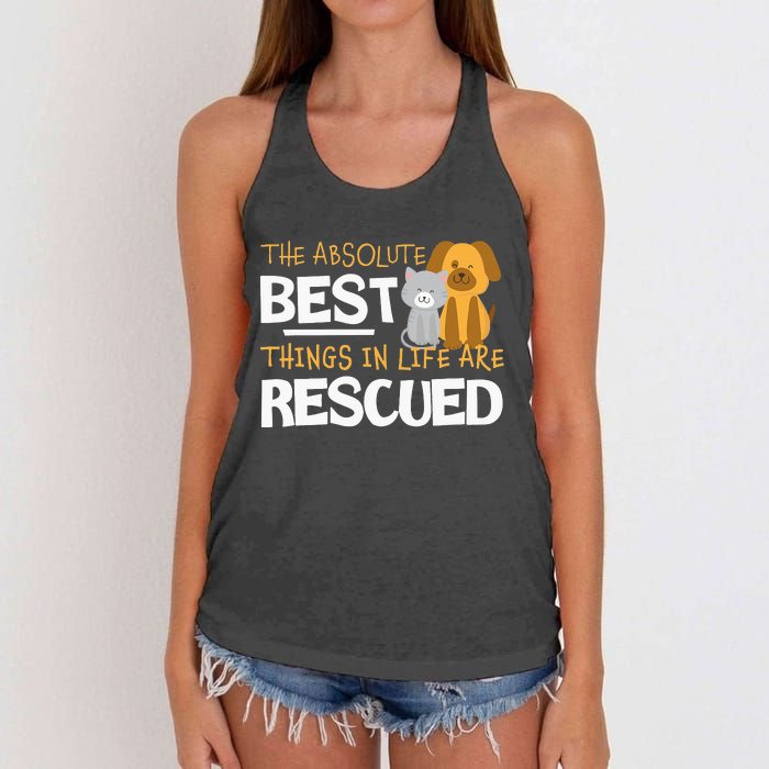 Adopt Don't Shop Animal Lovers Rescue Dog Cat Women's Knotted Racerback Tank