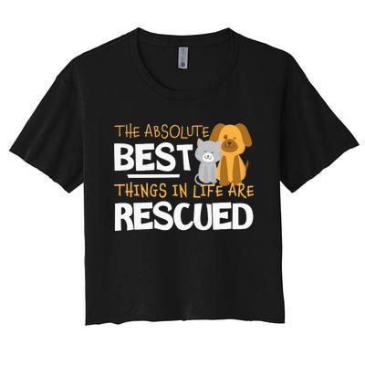 Adopt Don't Shop Animal Lovers Rescue Dog Cat Women's Crop Top Tee