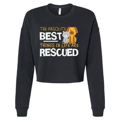 Adopt Don't Shop Animal Lovers Rescue Dog Cat Cropped Pullover Crew