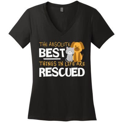 Adopt Don't Shop Animal Lovers Rescue Dog Cat Women's V-Neck T-Shirt