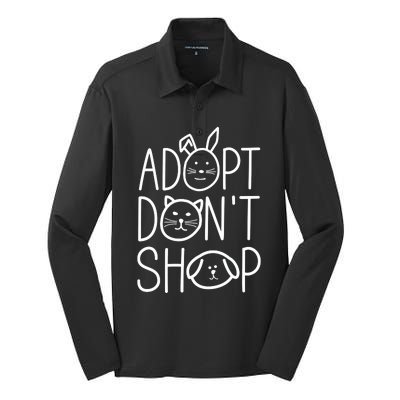 Adopt Dont Shop Animal Rescue Gift For Animal Lovers Silk Touch Performance Long Sleeve Polo