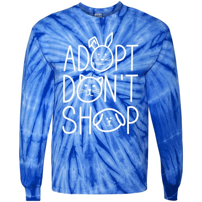 Adopt Dont Shop Animal Rescue Gift For Animal Lovers Tie-Dye Long Sleeve Shirt