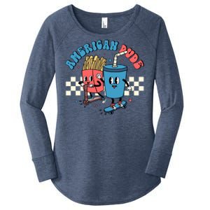 American Dude Snack S Patriotic 4th Of July Gift Women's Perfect Tri Tunic Long Sleeve Shirt