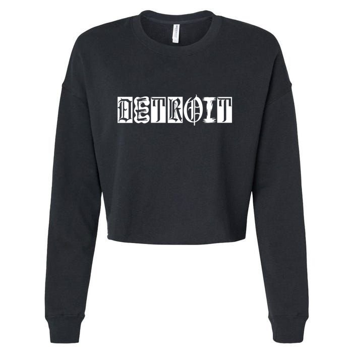 Awesome Detroit Style Font Logo Cropped Pullover Crew
