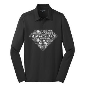 Autism Dad Superhero Fathers Day Silk Touch Performance Long Sleeve Polo