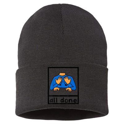 All Done Sign Language Speech Pathology AAC SPED Teacher Sustainable Knit Beanie