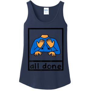 All Done Sign Language Speech Pathology AAC SPED Teacher Ladies Essential Tank