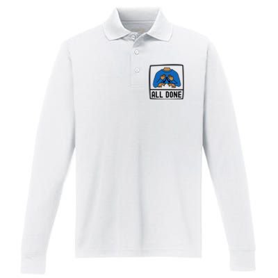 All Done Special Education Teacher Neurodiversity Autism Performance Long Sleeve Polo