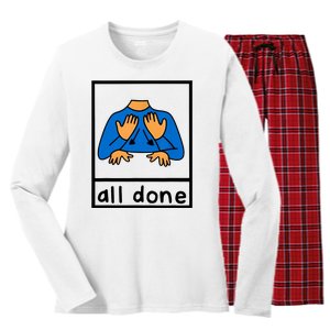 All Done Sign Language Women's Long Sleeve Flannel Pajama Set 