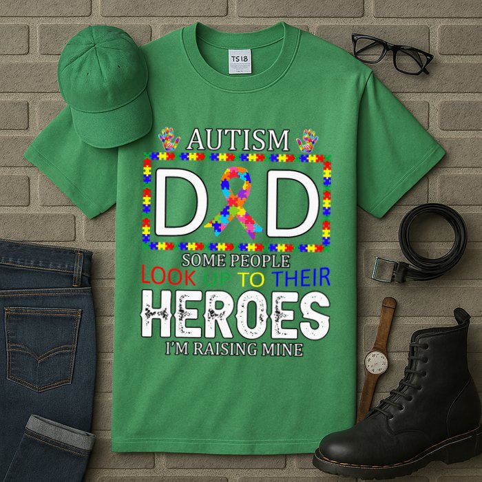 Autism Dad Some People Look Up To Their Heroes Tall T-Shirt