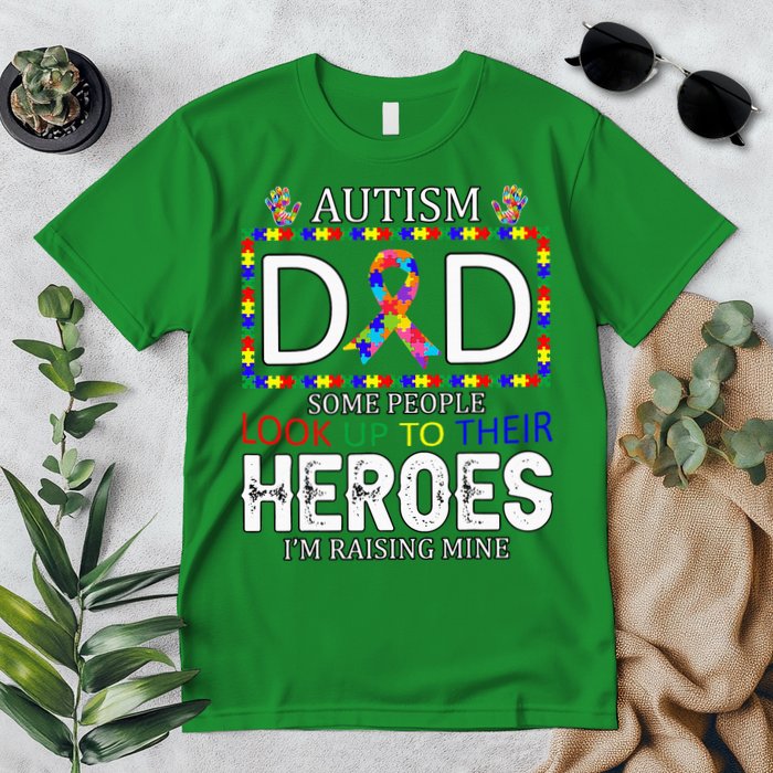 Autism Dad Some People Look Up To Their Heroes Premium T-Shirt