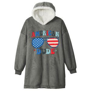 American Dude Sunglasses Freedom 4th Of July Hooded Wearable Blanket