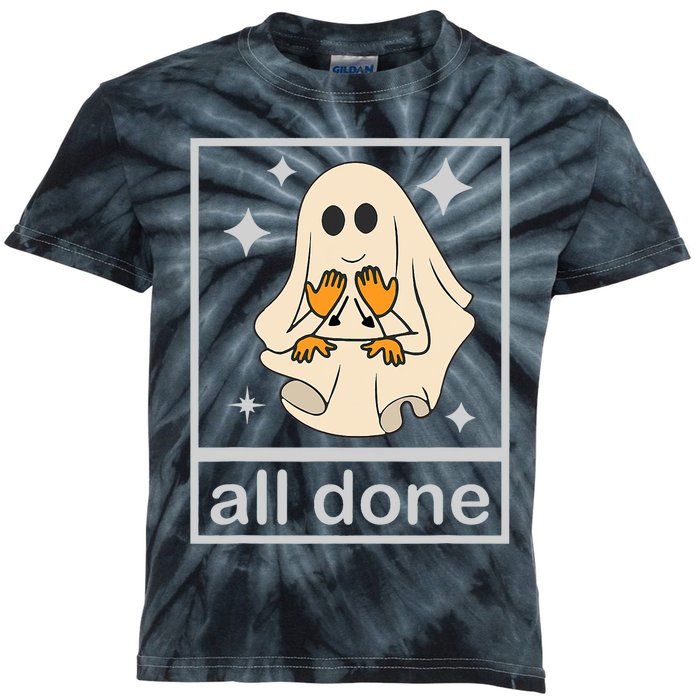 All Done Sign Language Speech Pathology Teacher Halloween Kids Tie-Dye T-Shirt