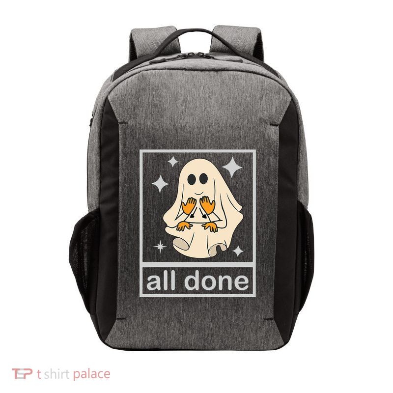 All Done Sign Language Speech Pathology Teacher Halloween Vector Backpack