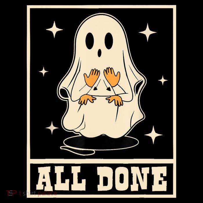 All Done Sign Language Speech Halloween Ghost Teacher Sped Impact Tech Backpack