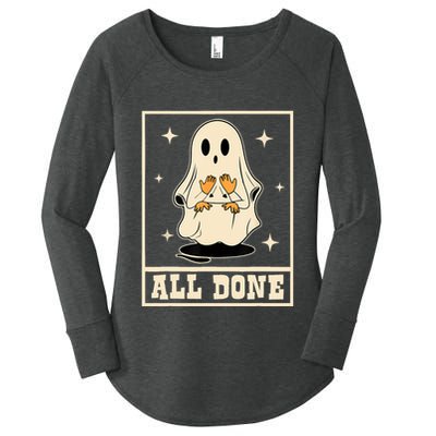 All Done Sign Language Speech Halloween Ghost Teacher Sped Women's Perfect Tri Tunic Long Sleeve Shirt