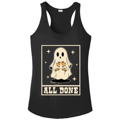 All Done Sign Language Speech Halloween Ghost Teacher Sped Ladies PosiCharge Competitor Racerback Tank