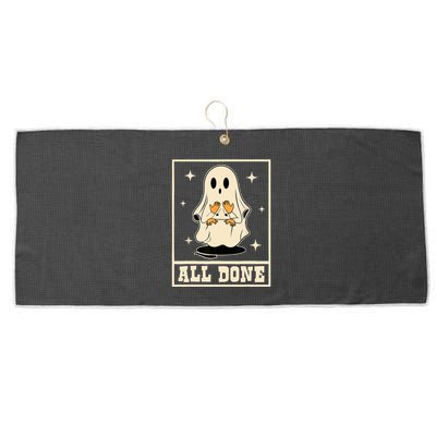 All Done Sign Language Speech Halloween Ghost Teacher Sped Large Microfiber Waffle Golf Towel