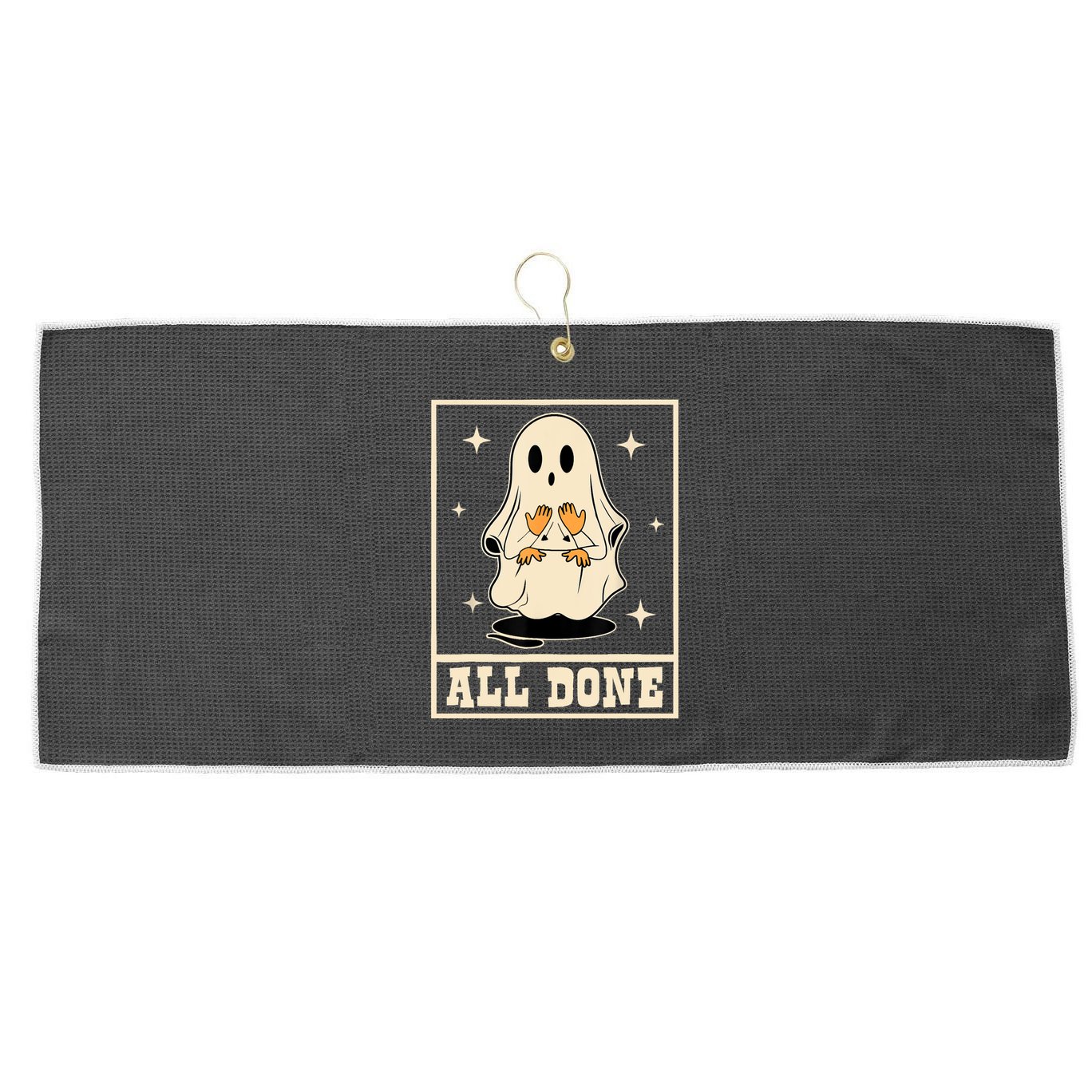 All Done Sign Language Speech Halloween Ghost Teacher Sped Large Microfiber Waffle Golf Towel