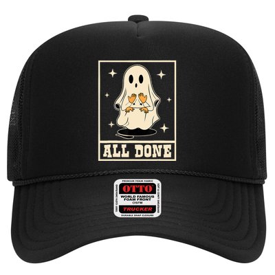 All Done Sign Language Speech Halloween Ghost Teacher Sped Trucker Hat