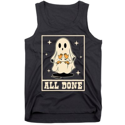 All Done Sign Language Speech Halloween Ghost Teacher Sped Tank Top