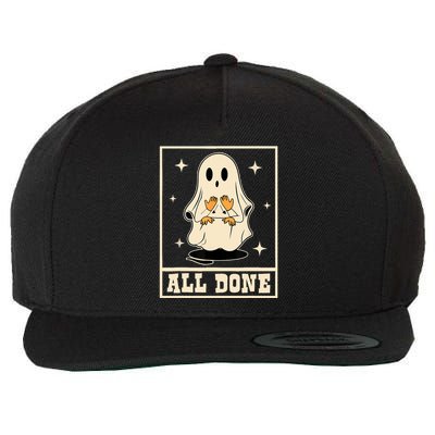 All Done Sign Language Speech Halloween Ghost Teacher Sped Wool Snapback Cap