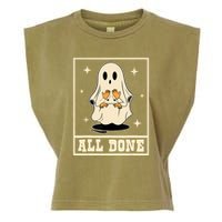 All Done Sign Language Speech Halloween Ghost Teacher Sped Garment-Dyed Women's Muscle Tee