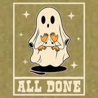 All Done Sign Language Speech Halloween Ghost Teacher Sped Garment-Dyed Women's Muscle Tee