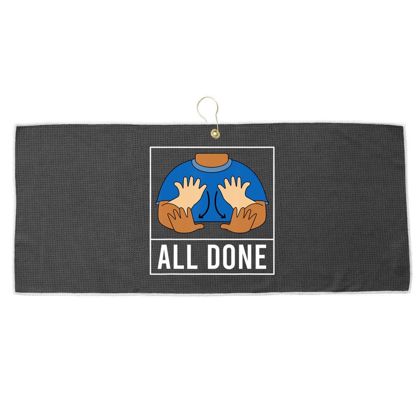 All Done Sign Language Speech Pathology Aac Funny Gift Sped Teacher Large Microfiber Waffle Golf Towel