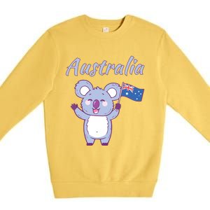 Australia Day Shirts Funny Koala Australian Flag Premium Crewneck Sweatshirt