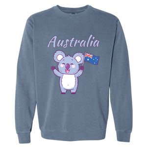 Australia Day Shirts Funny Koala Australian Flag Garment-Dyed Sweatshirt