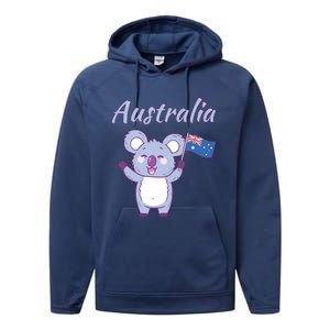 Australia Day Shirts Funny Koala Australian Flag Performance Fleece Hoodie